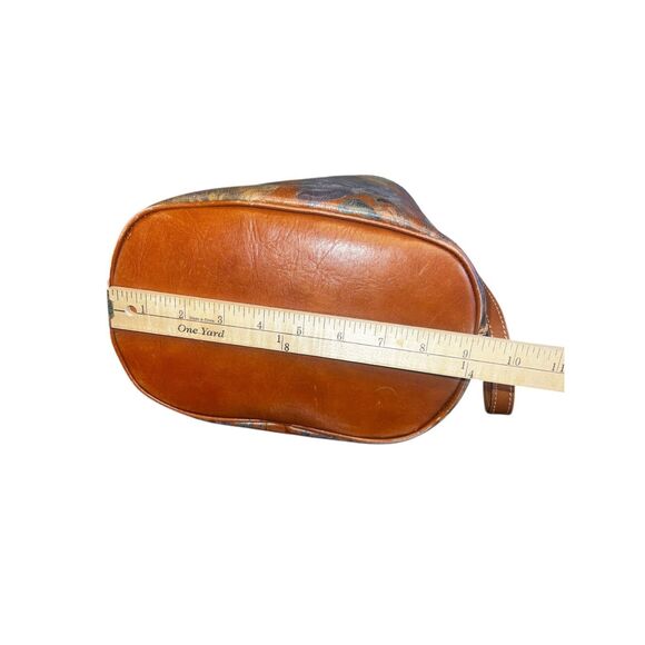 Patricia Nash Riano brown leather drawstring bucket bag Painted Irises floral - Picture 5 of 7